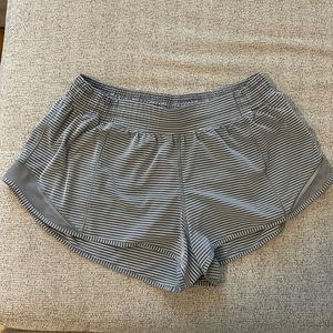 Unique Hotty Hot Lululemon shorts gray with white stripes size 10